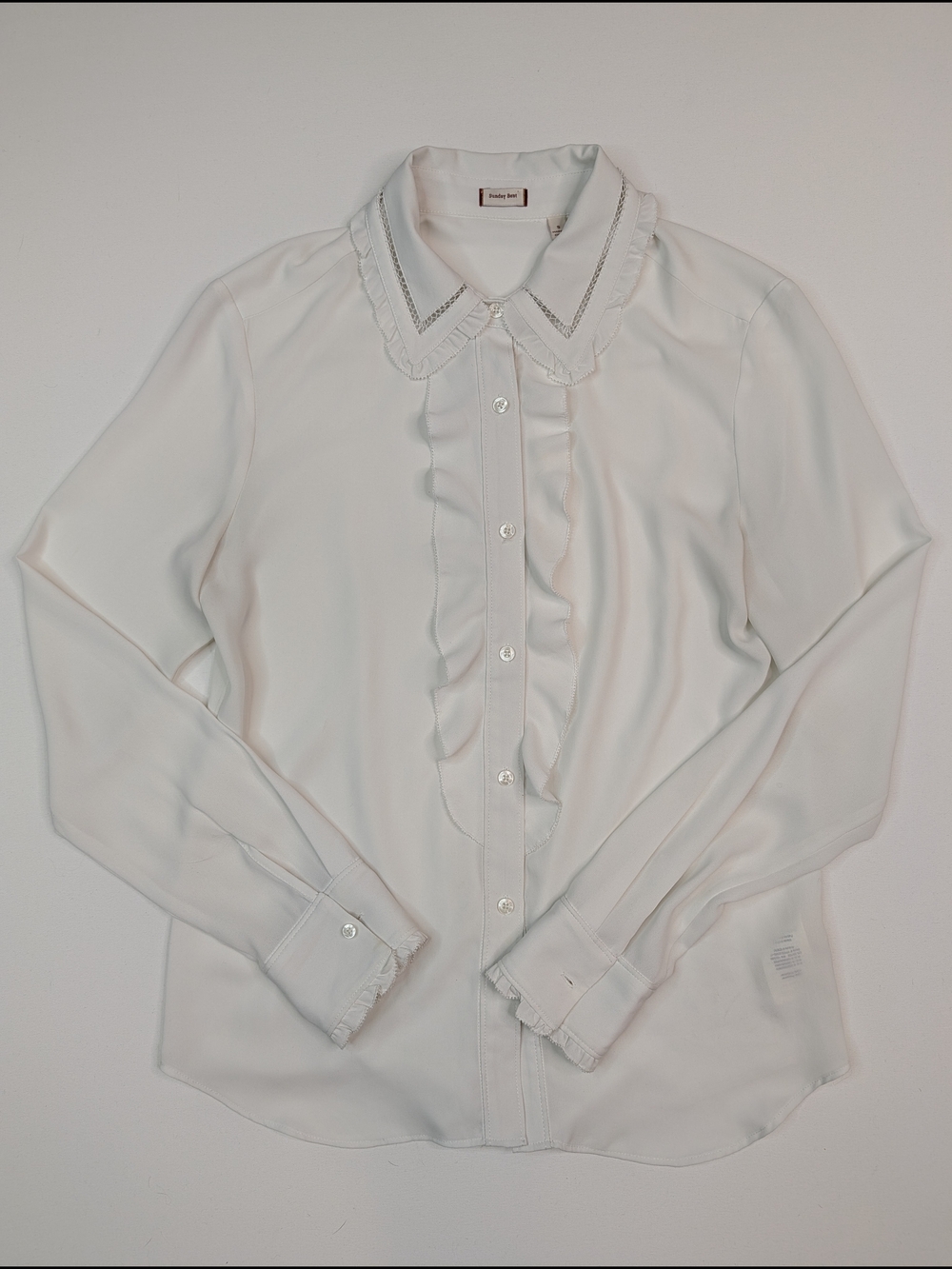 Aritzia Sunday Best Scarlett White Ruffle Button-Up Blouse Cottagecore